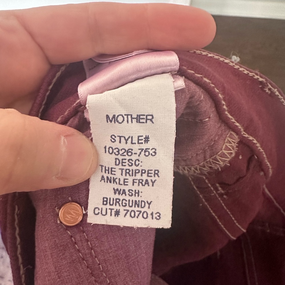 MOTHER Straight Leg Jeans in Burgundy - Picture 11 of 11